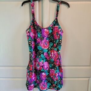 Vintage Inner Most Floral Silky Slip Dress Mini Dress